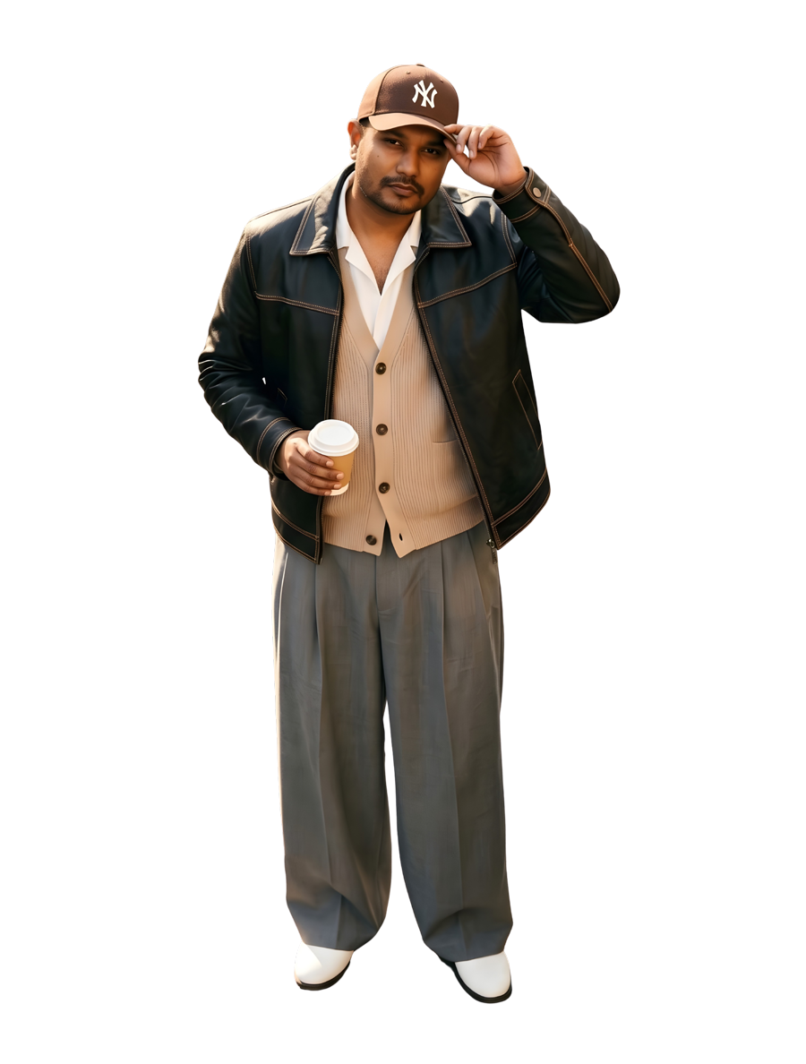 Mehedi Hasan Bappy — Cap and leather jacket cutout portrait